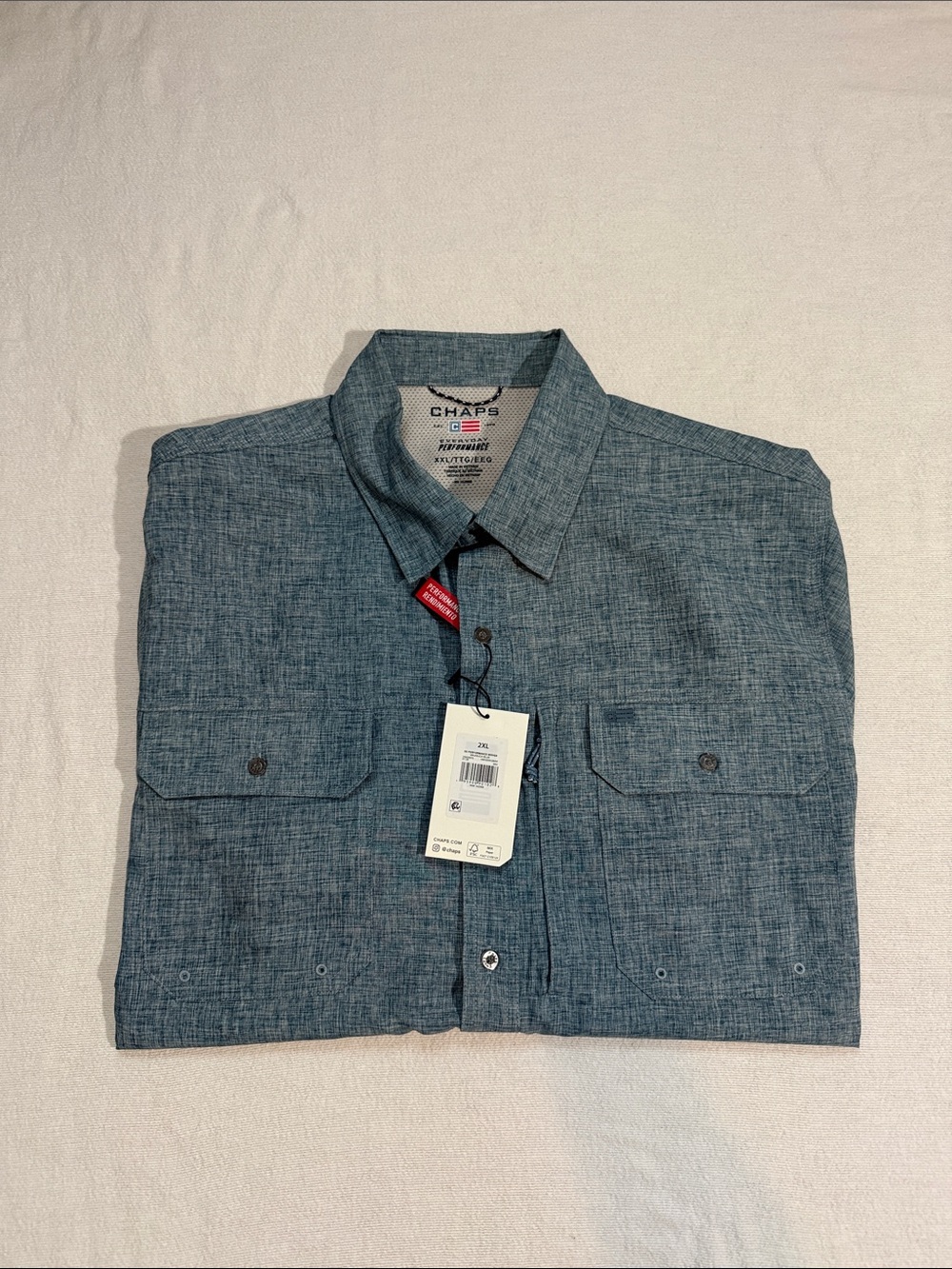 Chaps Men’s Denim-Style Heathered Blue Button-Down Shirt